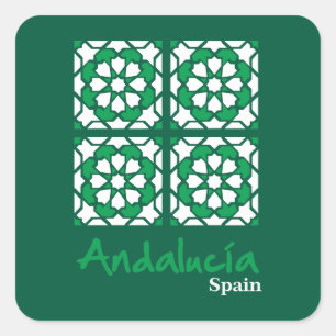Andalusische Fliesen 2 Quadratischer Aufkleber
