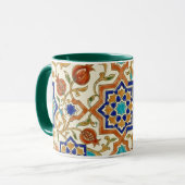 Andalusischer Granatapfel und blauer Stern Geometr Tasse (Vorderseite Links)