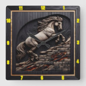 Andalusischer Sprung: Kunst, Zeit, Personalisierte Quadratische Wanduhr (Vorderseite)