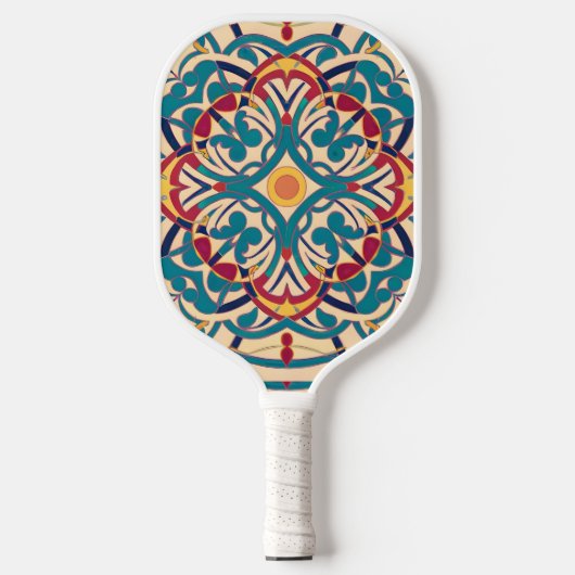 Andalusisches Mosaik minimal, Mandala-Muster Pickleball Schläger (Vorderseite)