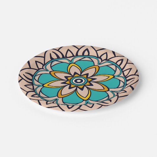 andalusisches Mosaik Pappteller (Schrägansicht)