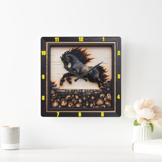 Andalusisches Pferd: Zeit, Kunst, Natur Quadratische Wanduhr (Zuhause)