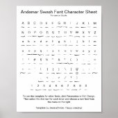 Andamar Swash Schriftart Character Sheet for Zazzl Poster (Vorne)