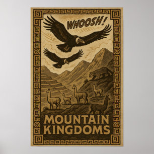 Anden-Wildlife-Königreich – Kondore und Lamas Kuns Poster