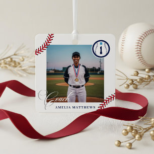 Andenken an Baseball-Trainer-Teamfoto Ornament Aus Metall