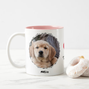 Andenken an verstorbenen Hund mit 2 Fotos Zweifarbige Tasse