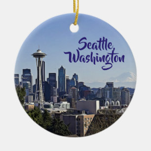Andenken-Andenken-Weihnachten Seattles, Washington Keramik Ornament