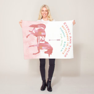 Andenken Baby Mädchen Blush Koralle Geburtsstatue  Fleecedecke