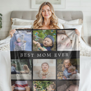 Andenken Best Mom Ever Foto-Collage Muttertag Fleecedecke