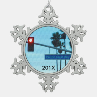 Andenken der Pazifikküste-Landstraßen-1 des Schneeflocken Zinn-Ornament