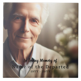 Andenken-Foto mit Namen und Daten in Schwarz "In L Fliese
