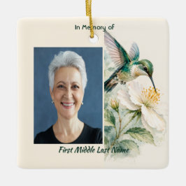 Andenken Gedenk Kolibri Weiße Blumen Keramikornament
