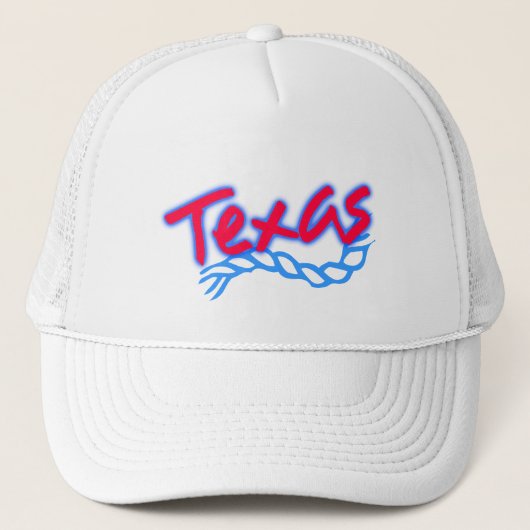 Andenken-Hut-Texaslariats-Seil-rotes Blau auf Weiß Truckerkappe (Vorderseite)