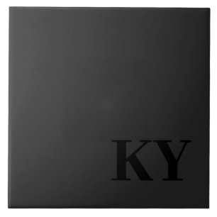 Andenken-Keramikfliese - Initialen, Schwarz, Dunke Fliese