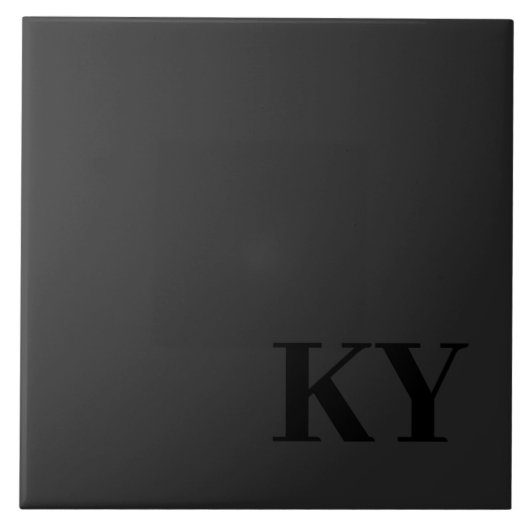 Andenken-Keramikfliese - Initialen, Schwarz, Dunke Fliese (Vorderseite)