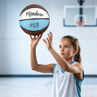 Andenken Name Zahl Blau Weiß Basketball