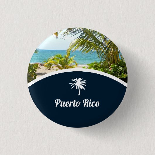 Andenken: Puerto- Ricostrand: Button (Vorderseite)