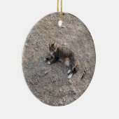 Andenken-Verzierung: Tabby-Katze mit weißen Füßen Keramik Ornament (Rechts)