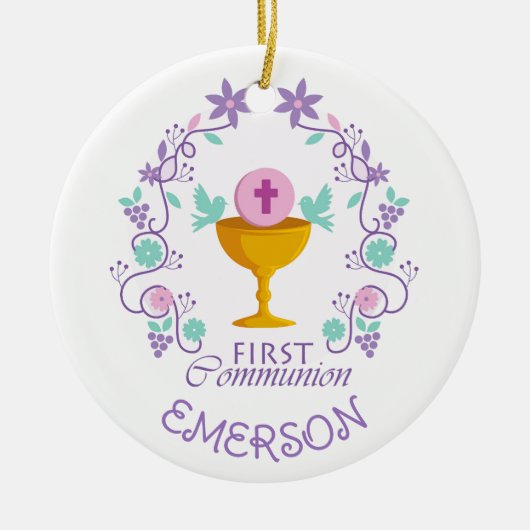 Andenken! Zollschmuck der ersten Kommunion Keramik Ornament (Vorne)