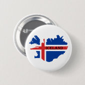 Andenkenknopf mit isländischer Karte und Flagge Button (Vorne & Hinten)