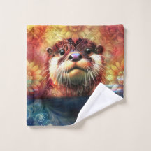 Andere Abstrakte Blütenblätter Aquamarin Orange Re