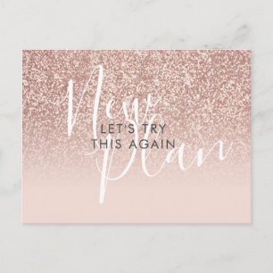 Ändere das Datum Verschobenes Event Rose Gold Glit Postkarte