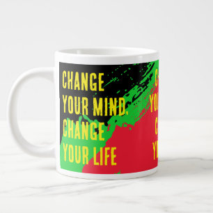 Ändere deine Meinung, ändere dein Leben (Rd/GRN/BL Jumbo-Tasse