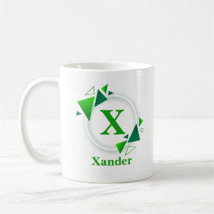 Ändere den Anfangsbuchstaben Name Grün Weiß Kreis Kaffeetasse