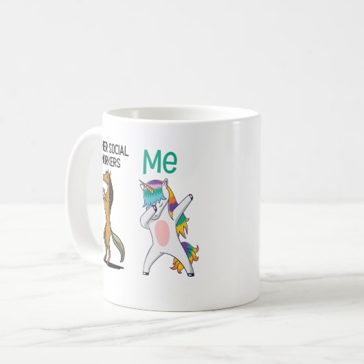 Andere Sozialarbeiter vs me Tasse, Dabbing Unicorn Kaffeetasse (Vorderseite Links)
