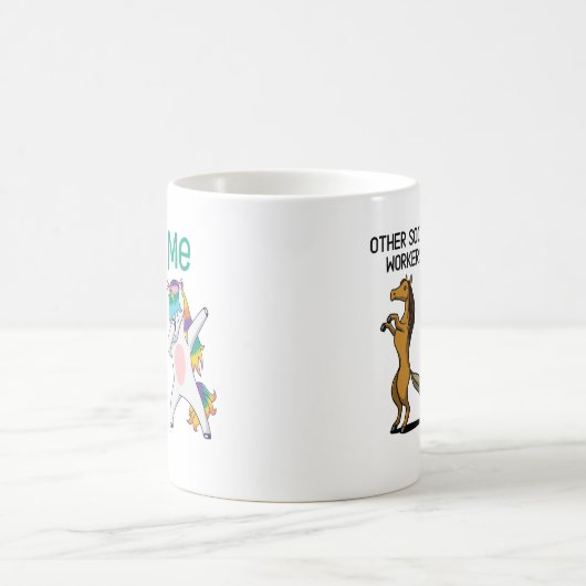 Andere Sozialarbeiter vs me Tasse, Dabbing Unicorn Kaffeetasse (Mittel)
