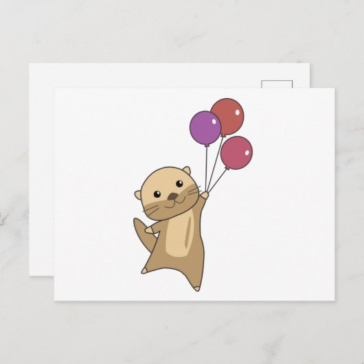 Andere süße Tiere fliegen mit Balloons hoch Postkarte (Vorne/Hinten)