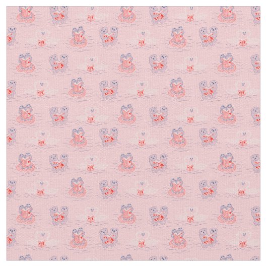 Andere, Swans, Frösche lesen Bücher Valentinstag Stoff (Nahaufnahme)