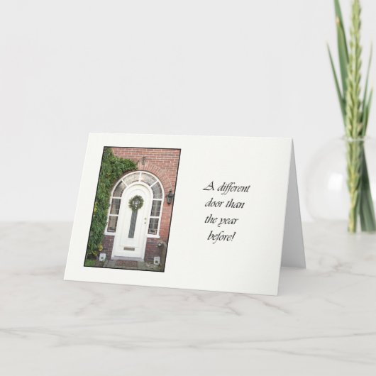 Andere Tür - Weihnachtskranz neue Adresskarte Feiertagskarte (Vorderseite)