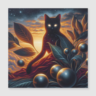 Andere Welt Katze aus Sternen: Surreales Kunstwerk Magnetkarte