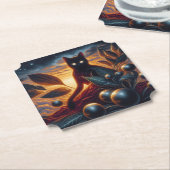 Andere Welt Katze aus Sternen: Surreales Kunstwerk Untersetzer (angewinkelt)