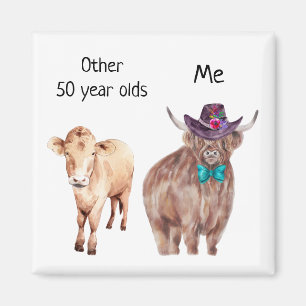 Anderer 50-Jähriger Geburtstag Highland Cow Magnet
