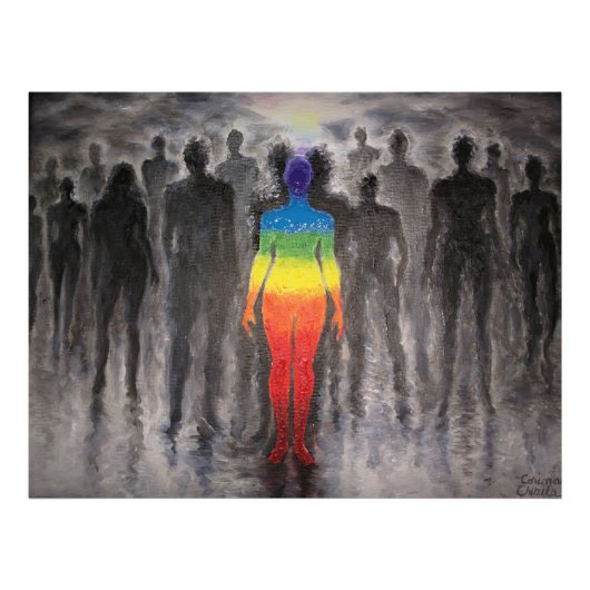 Anderer Regenbogen oder Regenbogen in einer schwar Fotodruck (Vorne)