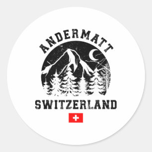 Andermatt Schweiz Skigebiet Alpen Alpinski Runder Aufkleber