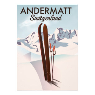 Andermatt Schweiz Skiposter Reise Druck. Fotodruck