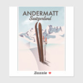 Andermatt Schweiz Skiposter Reiseprint. Aufkleber (Blatt)