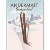 Andermatt Schweiz Skiposter Reiseprint. Aufkleber (Vorderseite)