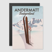 Andermatt Schweiz Skiposter Reiseprint. Magnetkarte (Vorne/Hinten)