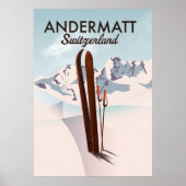 Andermatt Schweiz Skiposter Reiseprint. Poster (Vorne)