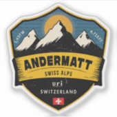 Andermatt, Schweizer Alpen, Schweiz Aufkleber (Vorderseite)