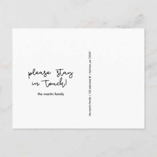 Ändern der Adresse Doppelte Foto Schwarz und Weiß Ankündigungspostkarte (Rückseite)