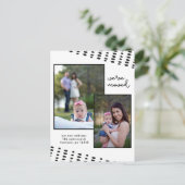 Ändern der Adresse Doppelte Foto Schwarz und Weiß Ankündigungspostkarte (Stehend Vorderseite)