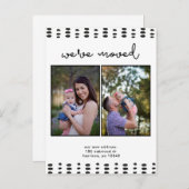 Ändern der Adresse Doppelte Foto Schwarz und Weiß Ankündigungspostkarte (Vorne/Hinten)