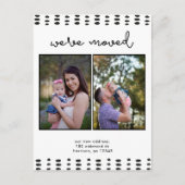 Ändern der Adresse Doppelte Foto Schwarz und Weiß  Ankündigungspostkarte (Vorderseite)