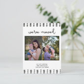 Ändern der Adresse Doppelte Foto Schwarz und Weiß Ankündigungspostkarte (Stehend Vorderseite)