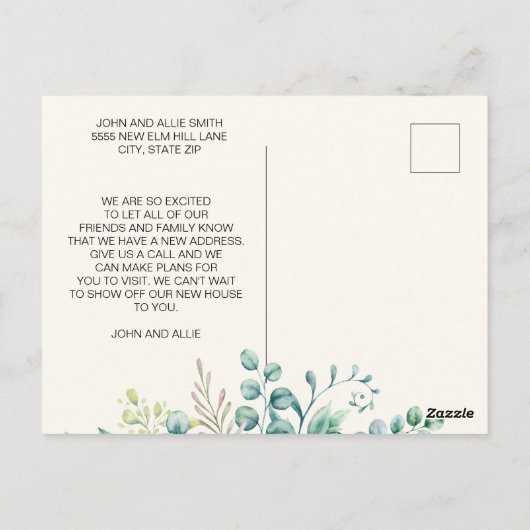 Ändern der Adresse Grüne Eukalyptus-Blätter Elegan Postkarte (Rückseite)